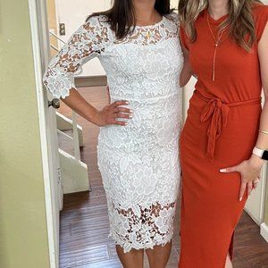 White Lace Body Hugging Dress